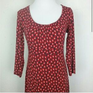 Boden 3/4 Sleeve Jersey Print Dress Red Gray 8